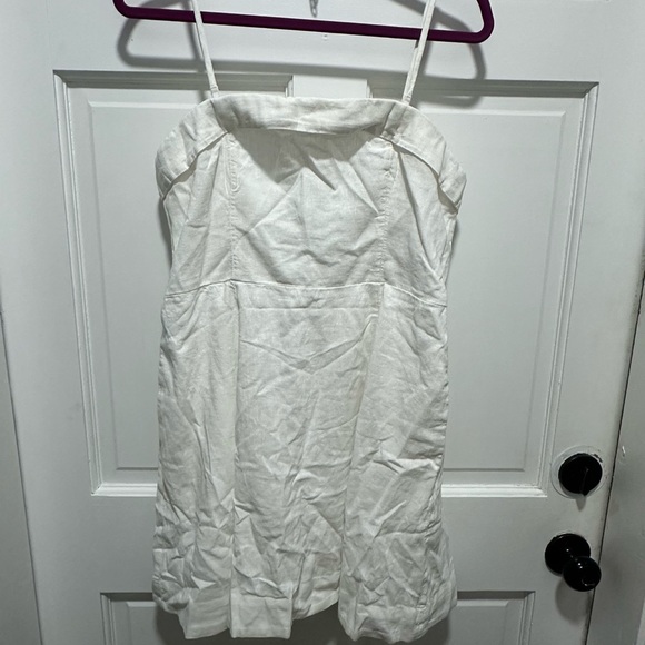 Abercrombie & Fitch White Linen Blend Mini Dress Size Large - Picture 2 of 5